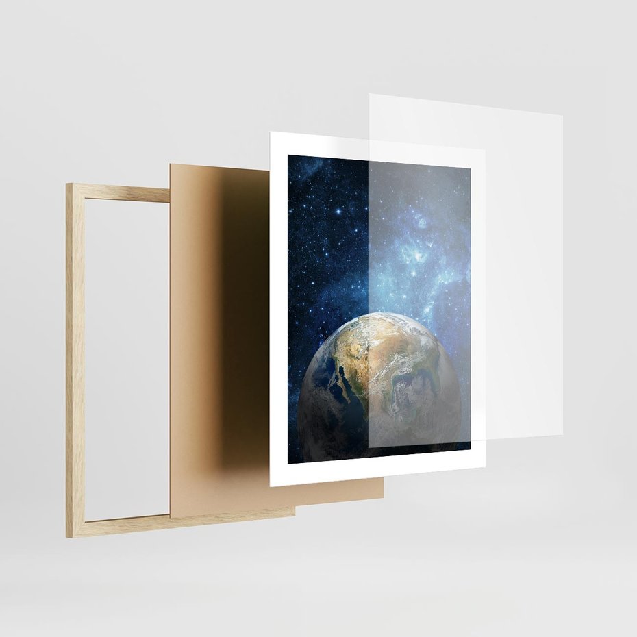 Plakat w ramie 40x50 - Kosmiczne Horyzonty - Ziemia, kosmos - rama drewno