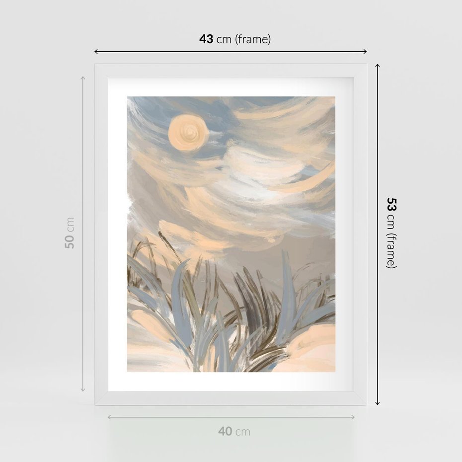 Plakat w ramie 40x50 - Światłości Taniec - akwarela, obraz - rama biała