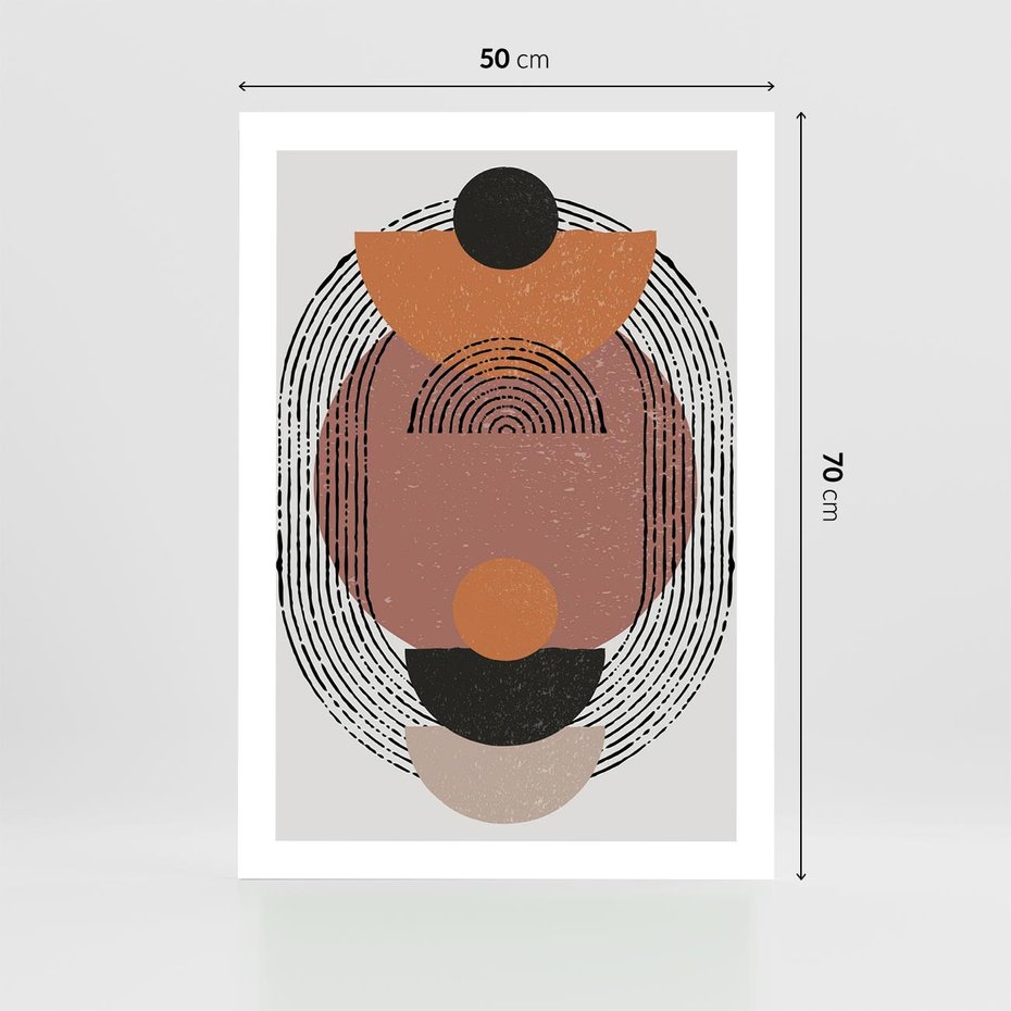 Plakat bez ramy 50x70 - Abstrakcja w Odcieniach Brązu i Beżu - geometria, abstrakcyjna grafika