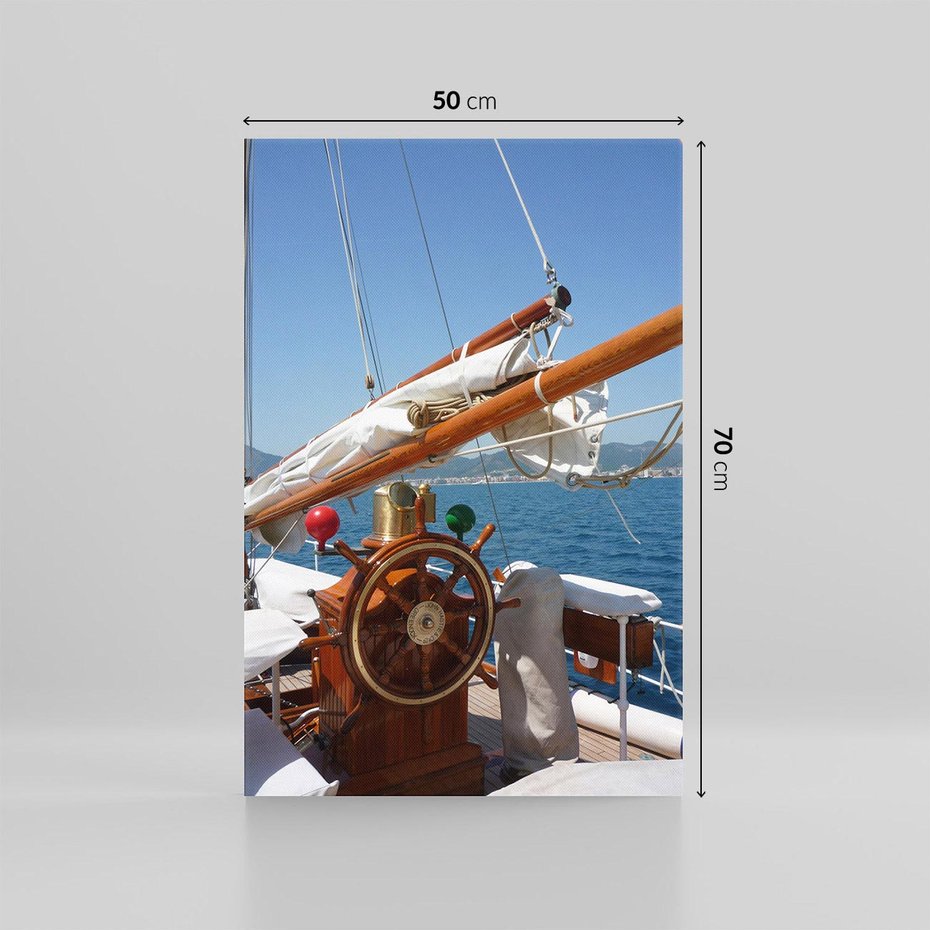 Obraz na płótnie 50x70 - Podróż Morska - statek, ster