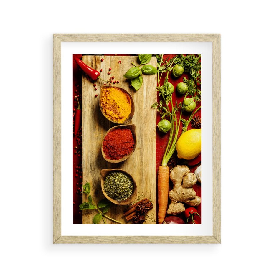 Plakat w ramie 40x50 - Smakowy Zmysł - przyprawy, kuchnia - rama drewno
