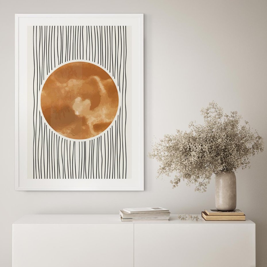 Plakat bez ramy 50x70 - Eteryczne Krągłe Echa - boho obraz, geometria