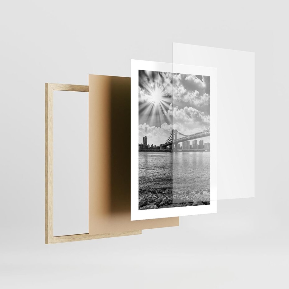 Plakat w ramie 30x40 - Most w Mieście - most, miasto - rama drewno
