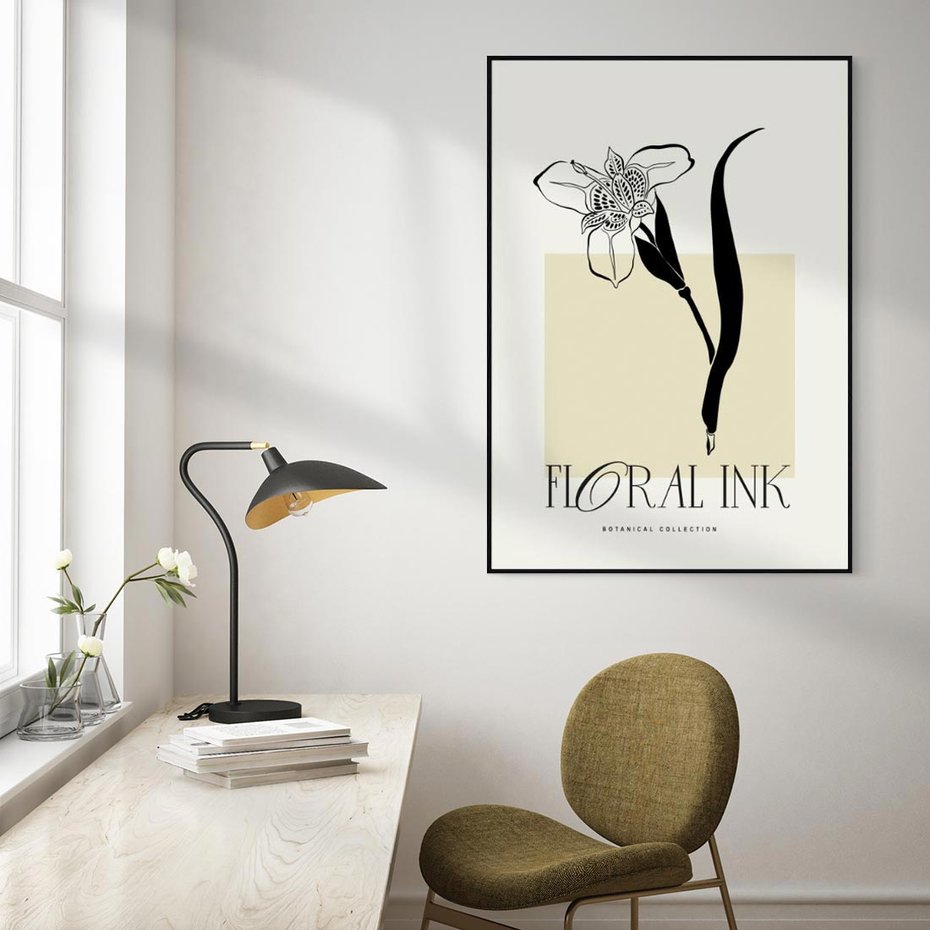 Obraz w ramie 70x100 - Wyblakłe odcienie snów - kwiat, irys - rama czarna