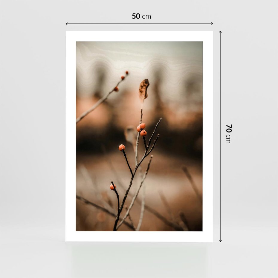 Plakat bez ramy 50x70 - Jarzębina w Pejzażu - jesień, gałązka