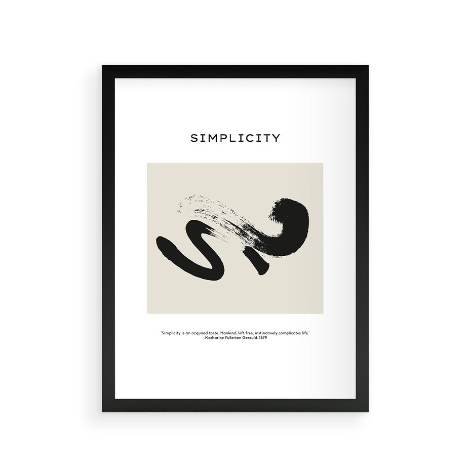 Plakat w ramie 30x40 - Prostota w kształcie - abstrakcja, maźnięcie farbą - rama czarna
