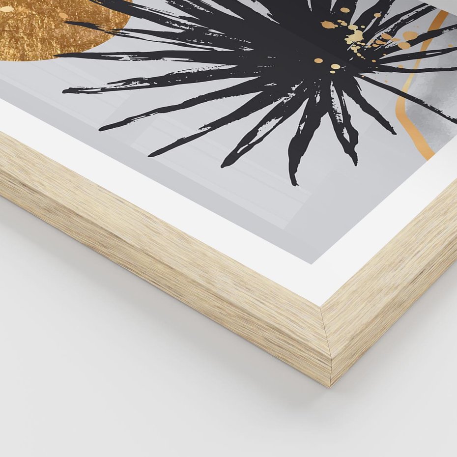 Plakat w ramie 40x50 - Sztuka Palmy - palma, czarna grafika - rama drewno