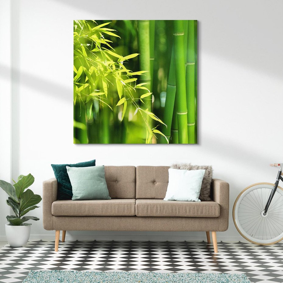 Obraz na płótnie 60x60 - Spokój bambusowego lasu SPA - bambus, drzewa