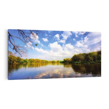 Obraz na płótnie 120x60 - Jezioro: Ukojenie wśród drzew - jezioro, las
