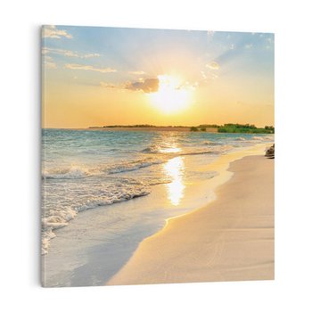Obraz na płótnie 40x40 - Zachód słońca na plaży - plaża, zachód