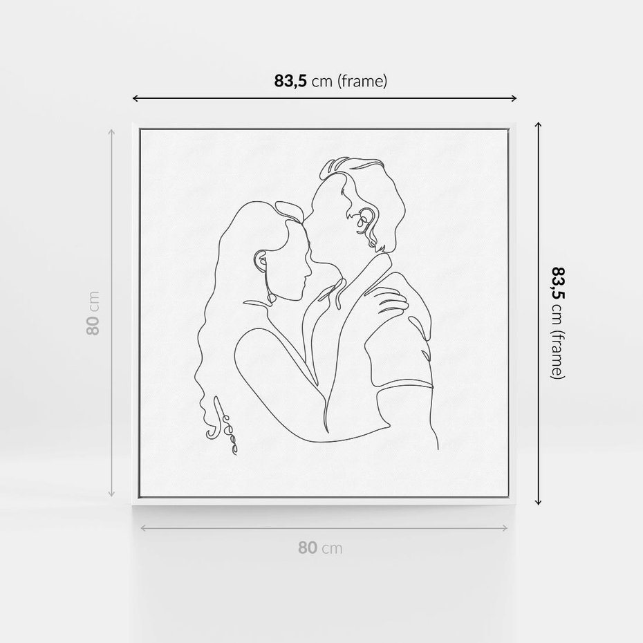Obraz w ramie 80x80 - Wewnętrzne Emocje - para zakochanych, kobieta i mężczyzna - rama biała