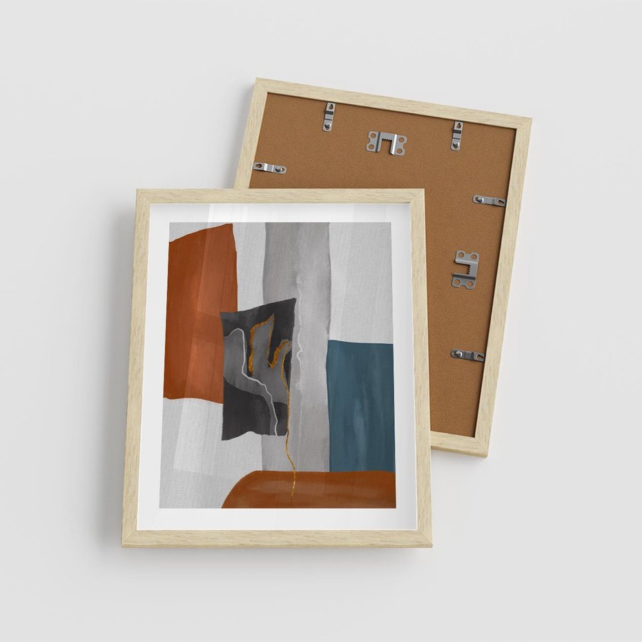 Plakat w ramie 40x50 - Nowoczesna geometria - nowoczesny, geometryczny - rama drewno