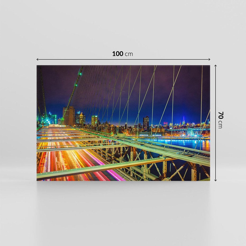 Obraz na płótnie 100x70 - Most w USA - Światła i samochody - most, USA