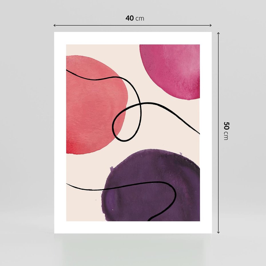 Plakat bez ramy 40x50 - Migoczące Echo - abstrakcyjne akwarelowe plamy, nieregularne linie