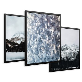 Zestaw obrazy w ramie 30x40 galeria - Zima, góry, śnieg, szron - rama czarna