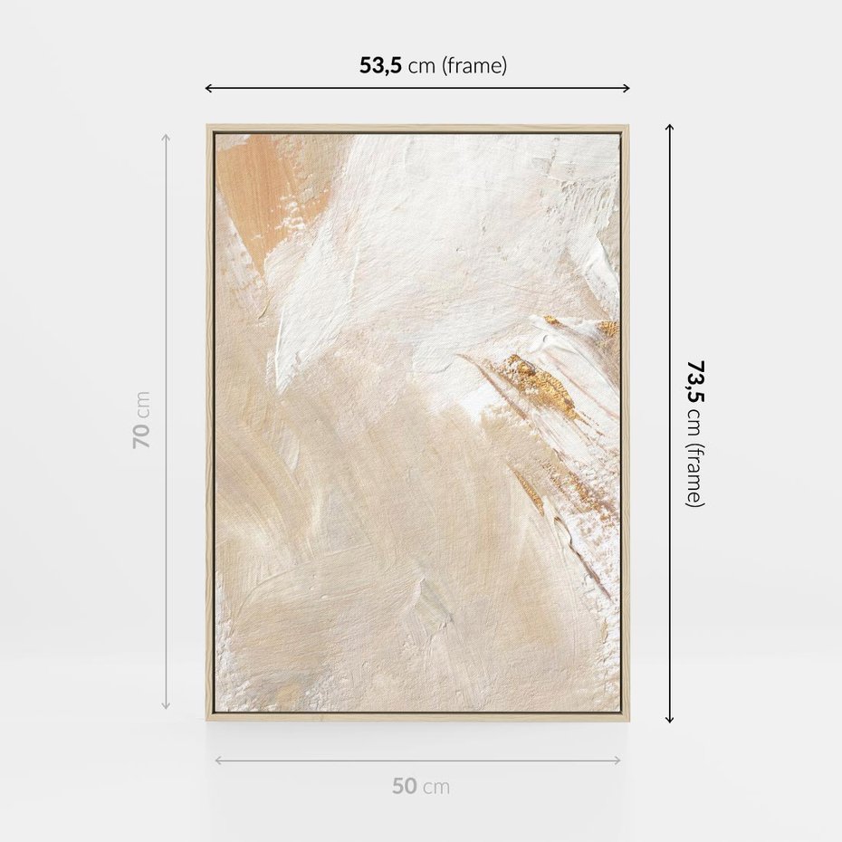 Obraz w ramie 50x70 - Elegancja w Złocistym Chaosie - złoto beż, abstrakcja - rama drewno