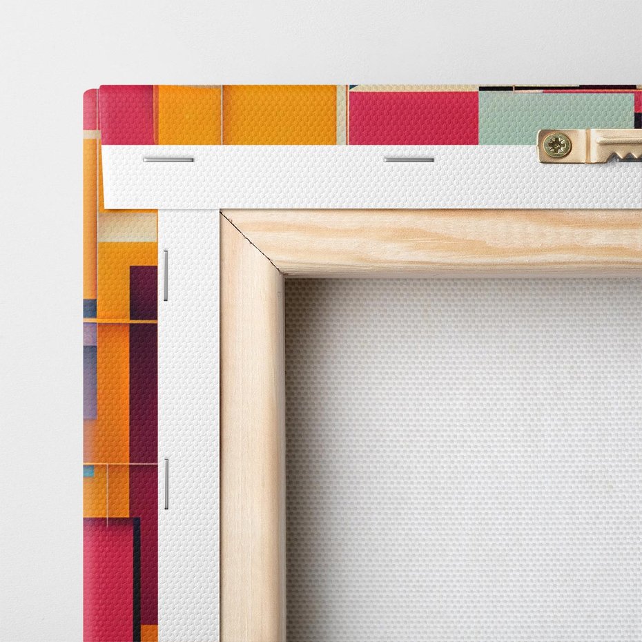 Obraz na płótnie 100x70 - Przejście przez labirynt myśli - kolorowa abstrakcja, instalacja z prostokątów i linni