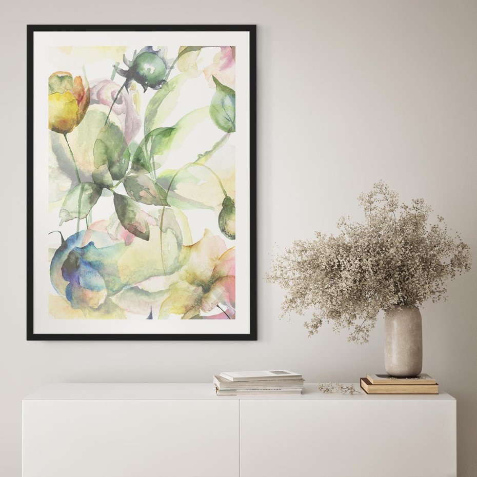 Plakat bez ramy 21x30 - Delikatne Kolory - akwarelowe, kwiaty