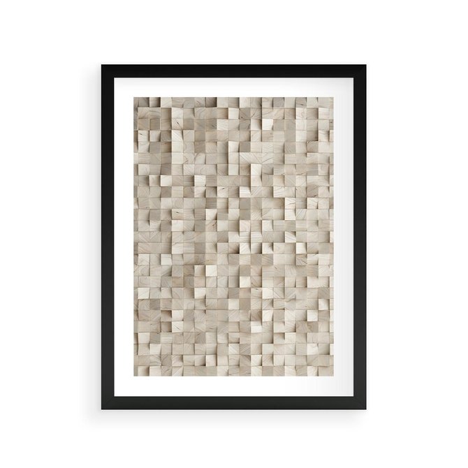 Plakat w ramie 30x40 - Geometryczne 3D: Abstrakcyjna Harmonia - geometryczne, 3D - rama czarna