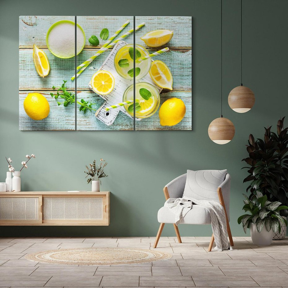 Obraz na płótnie 120x80 - Cytrynowe Orzeźwienie - cytryny, lemoniada