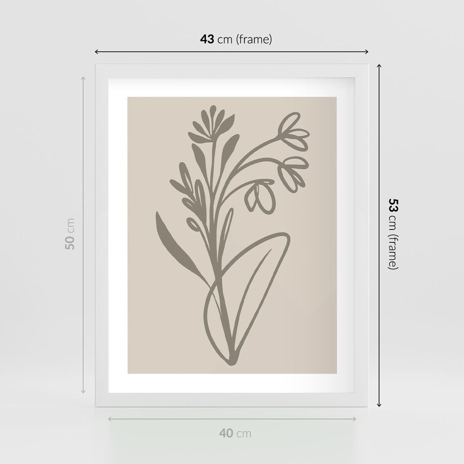 Plakat w ramie 40x50 - Kwiatowe Spektrum - nowoczesny plakat, subtelna sztuka - rama biała