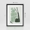 Plakat w ramie 30x40 - Zielona Równowaga - abstrakcyjny zielony ślimak, skandynawski design - rama czarna