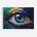 Obraz w ramie 120x80 - Mistyka Tęczowego Oka - oko, obraz olejny - rama biała