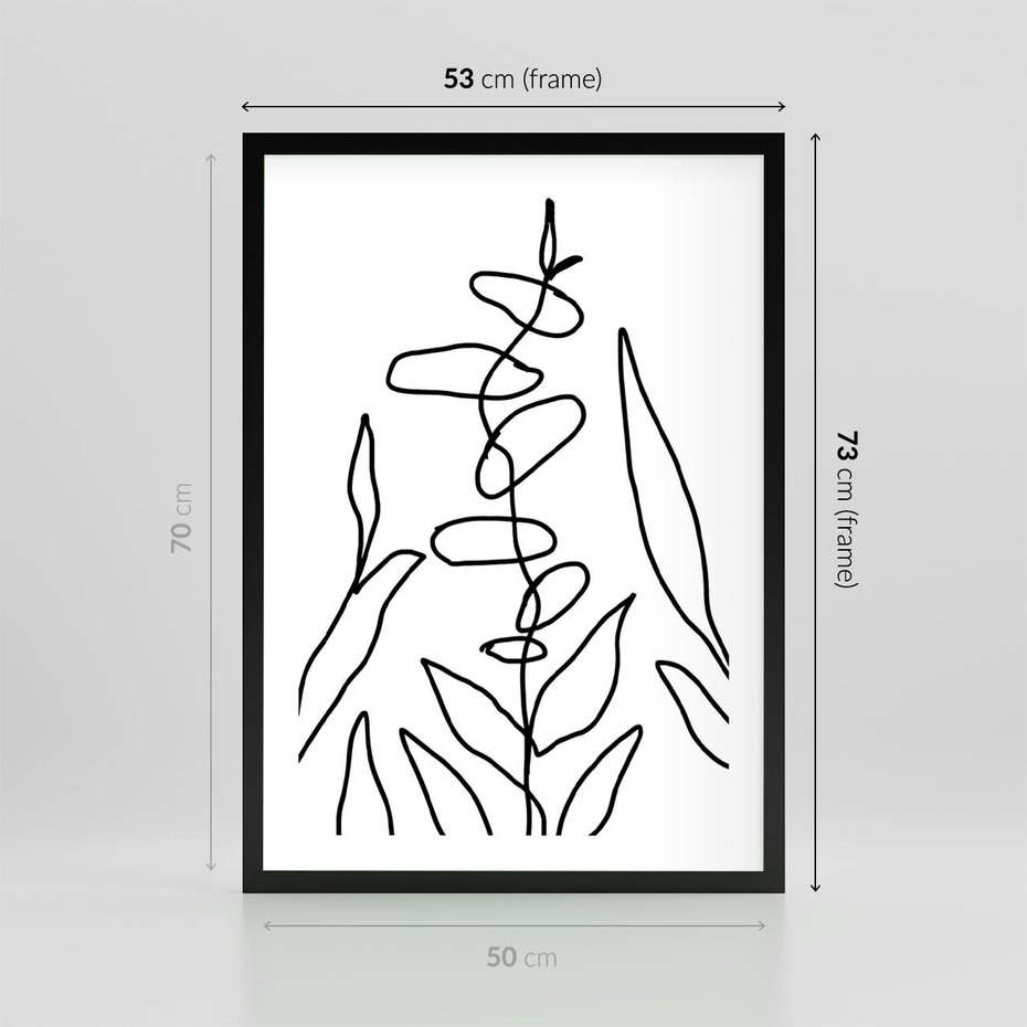 Plakat w ramie 50x70 - Liście Mocy - mroczna sztuka, minimalizm - rama czarna