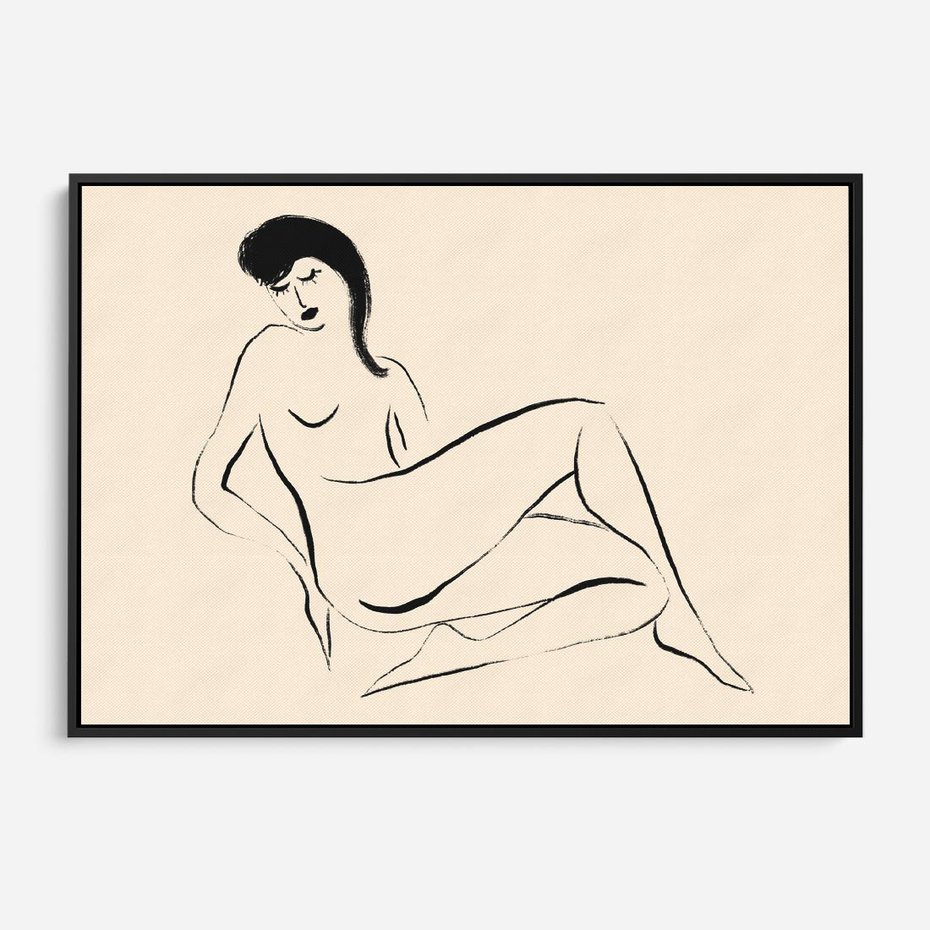 Obraz w ramie 100x70 - Piękno w Minimalizmie - abstrakcyjny rysunek, minimalistyczna kreska - rama czarna