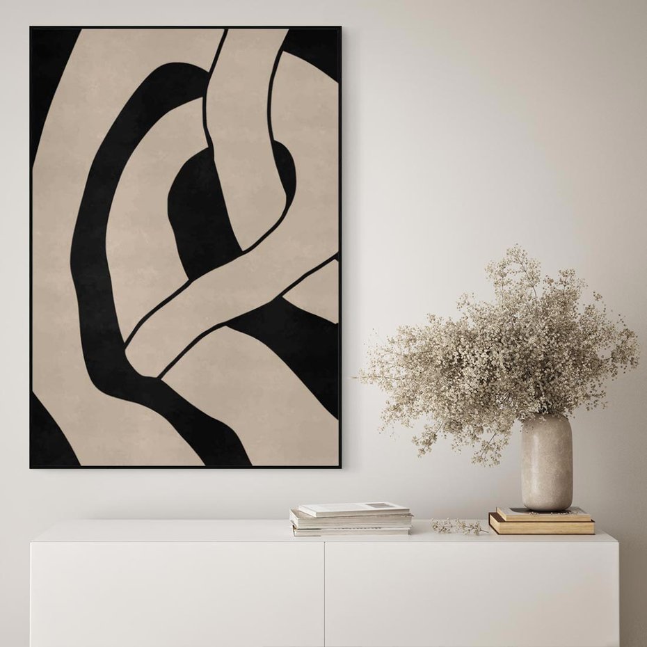 Obraz w ramie 70x100 - Obce Wariacje - abstrakcyjne linie, mroczny plakat - rama czarna