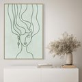 Obraz w ramie 80x120 - Spokojne Objęcia Natury - abstrakcja, zielony szkic - rama drewno