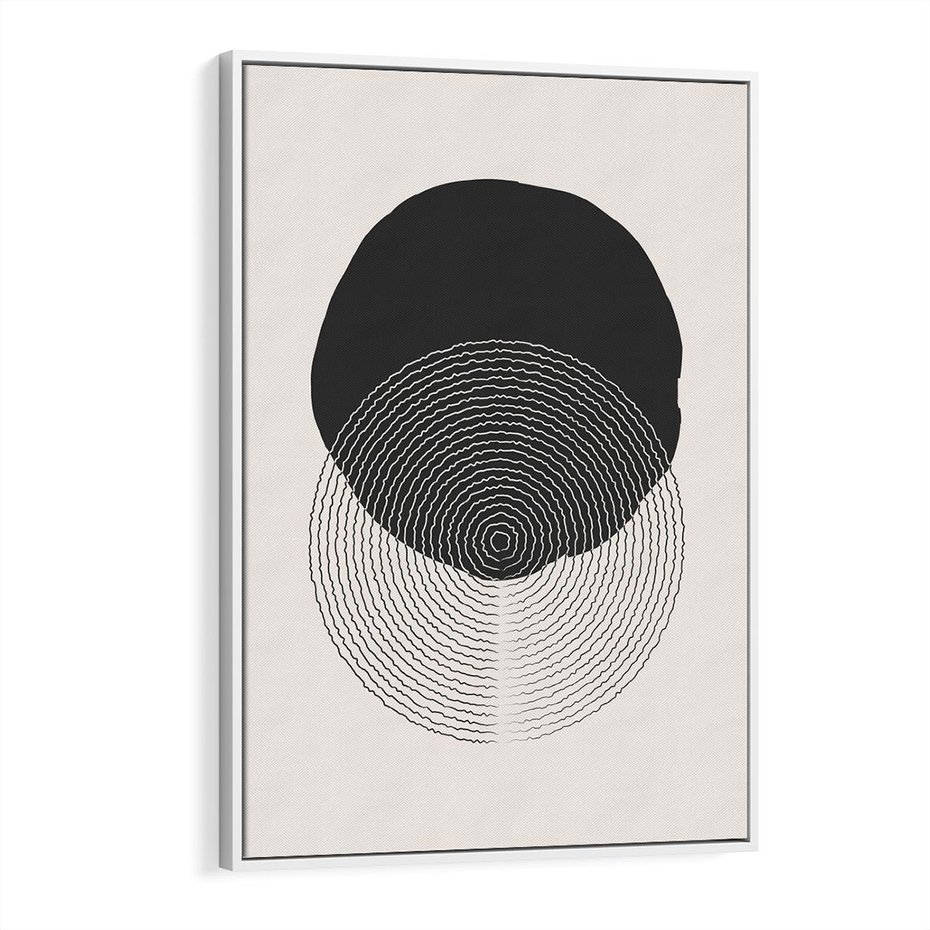 Obraz w ramie 70x100 - Boho Przenikanie Uroku - abstrakcyjna kompozycja, okręgi - rama biała