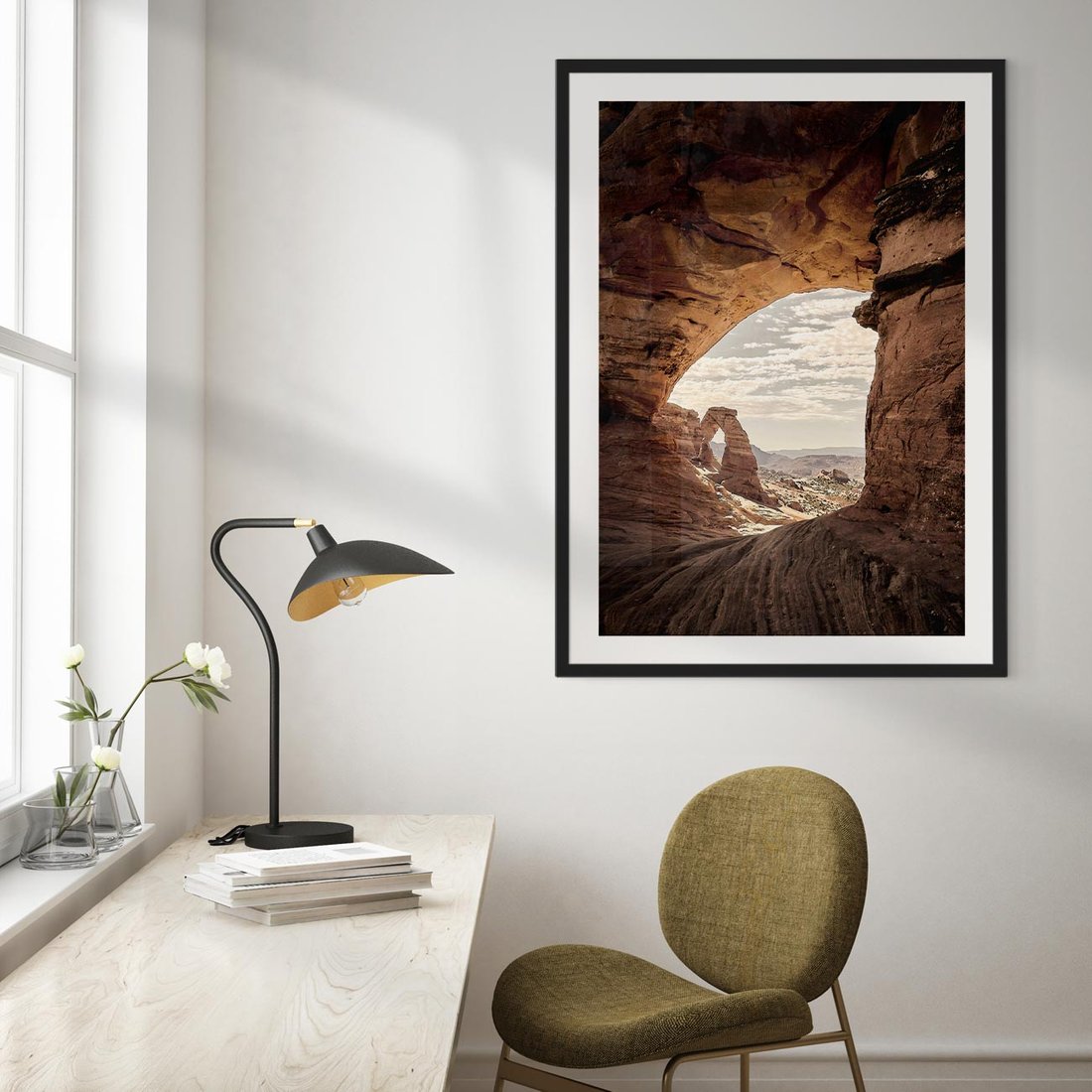 Plakat w ramie 40x50 - Kanionowy Labirynt - pustynia, skały - rama czarna