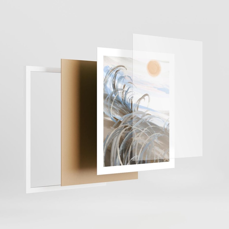 Plakat w ramie 40x50 - Zaklęty Wschód - akwarela, obraz - rama biała