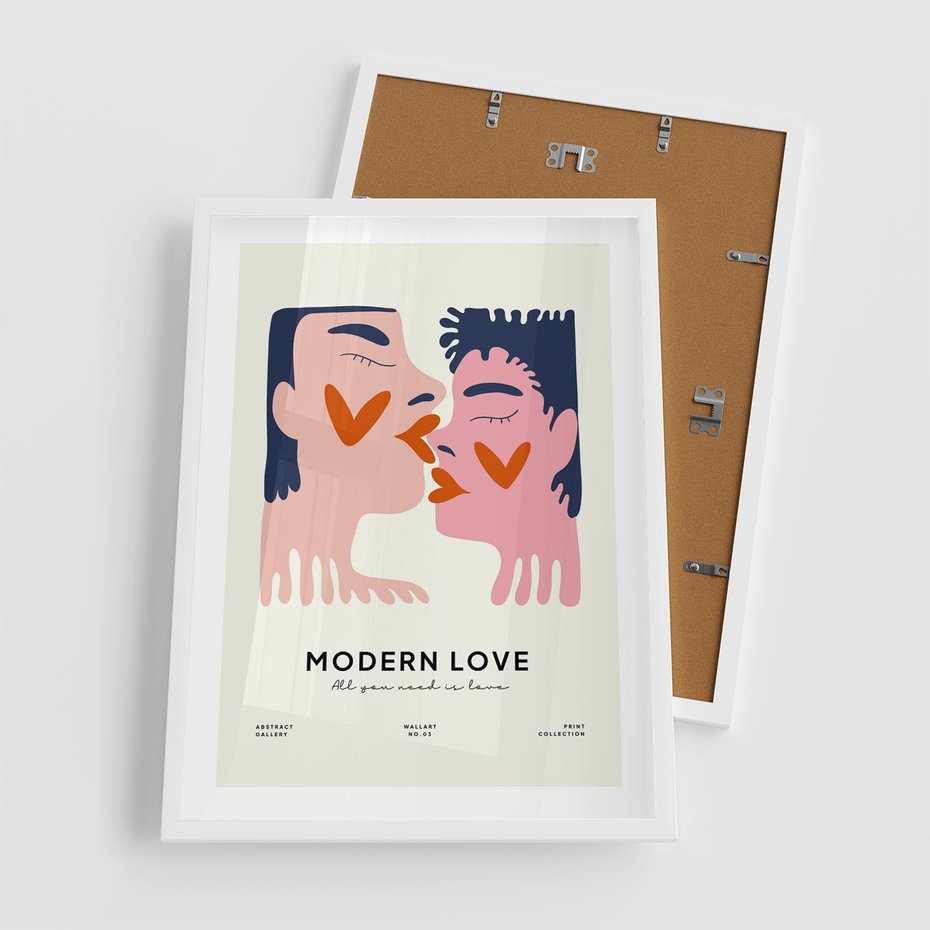Plakat w ramie 50x70 - Miłość w Kompozycji - miłość, para zakochanych - rama biała