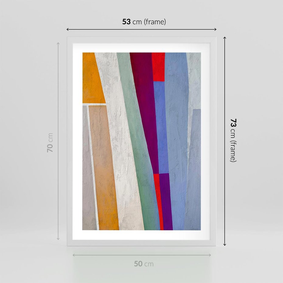 Plakat w ramie 50x70 - Księga Ukrytych Odbić - abstrakcyjne dziwne kształty, olejny obraz - rama biała