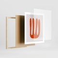 Plakat w ramie 40x50 - Eksploracja Nowego Światła - abstrakcyjna pomarańczowa forma, minimalizm - rama drewno