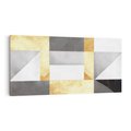 Obraz na płótnie 140x70 - Marmur w Geometrycznych Kształtach - geometryczne linie, złoto i szarość