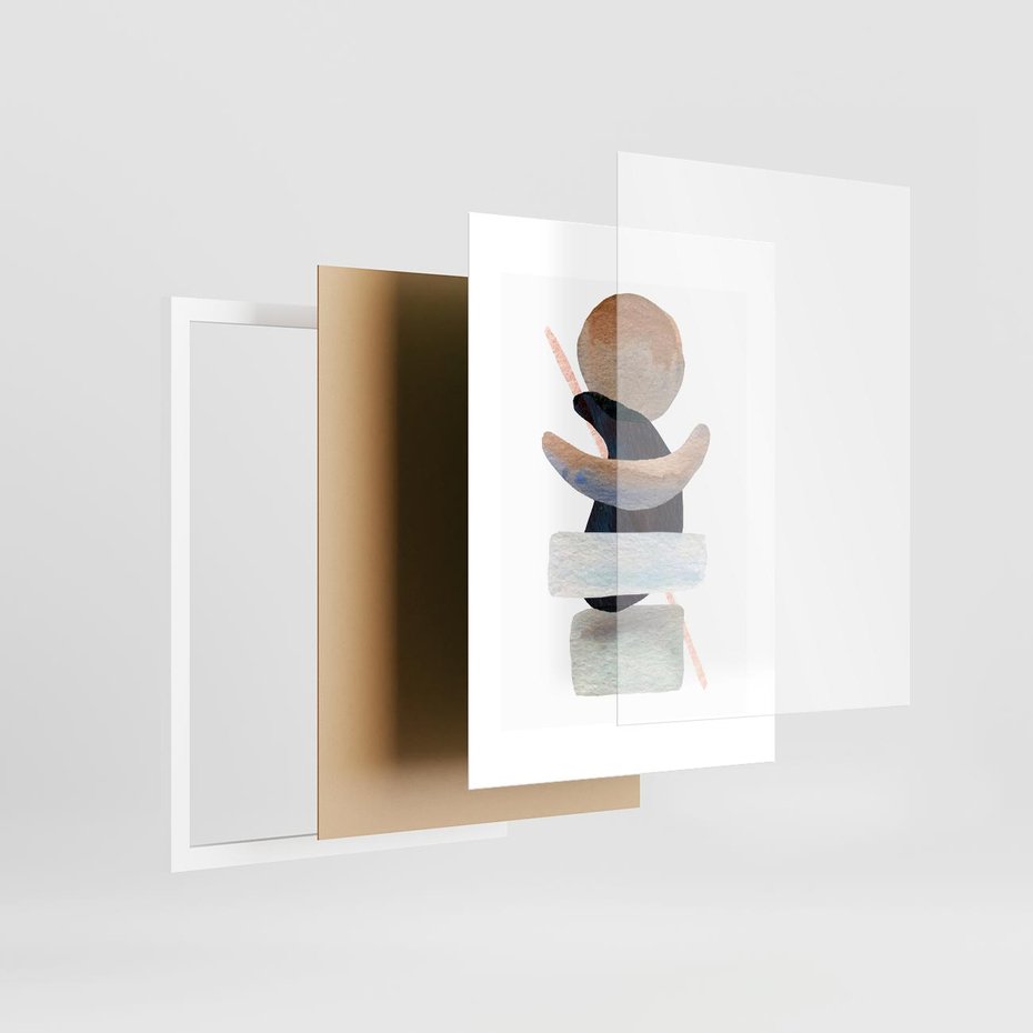 Plakat w ramie 50x70 - Rozkwitające Nowe Wymyślności - abstrakcja, akwarelowe plamy - rama biała