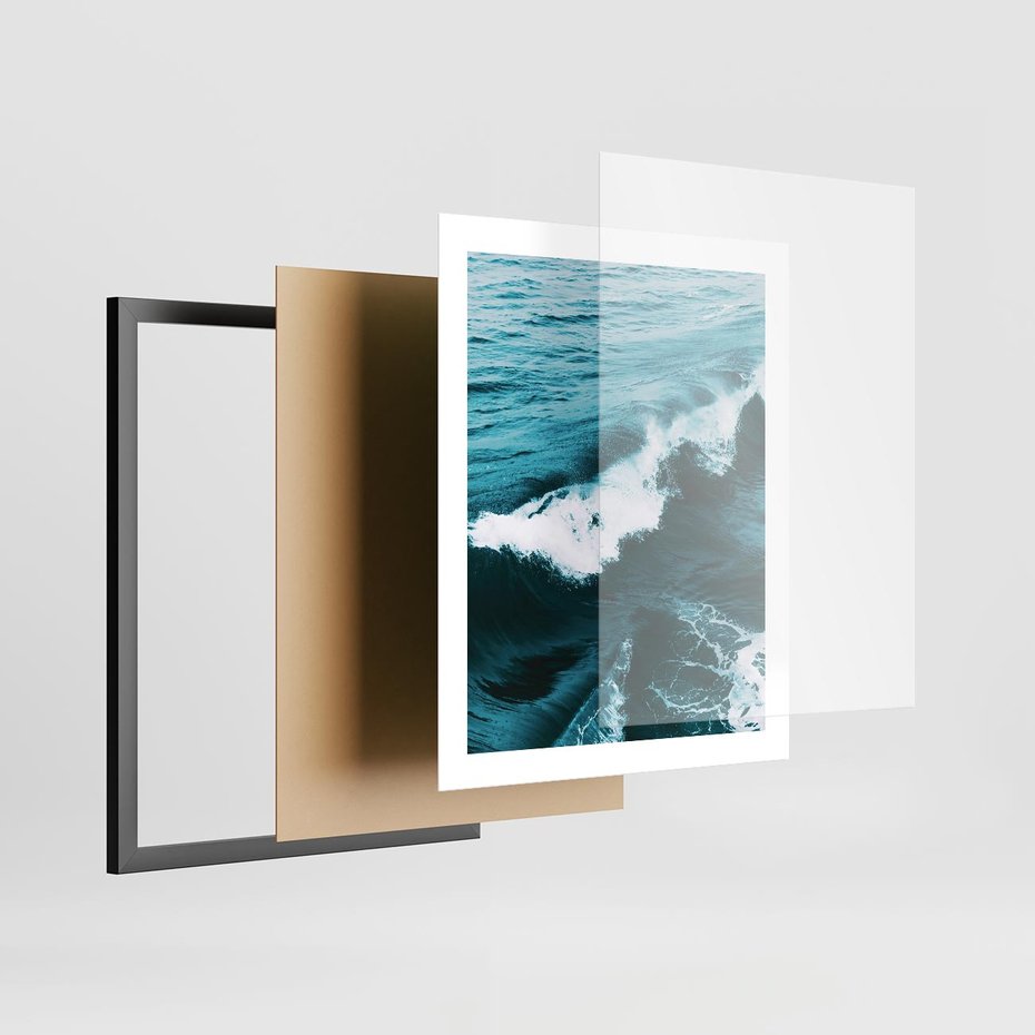 Plakat w ramie 40x50 - Wibracje Oceanu - turkusowy ocean, fale - rama czarna