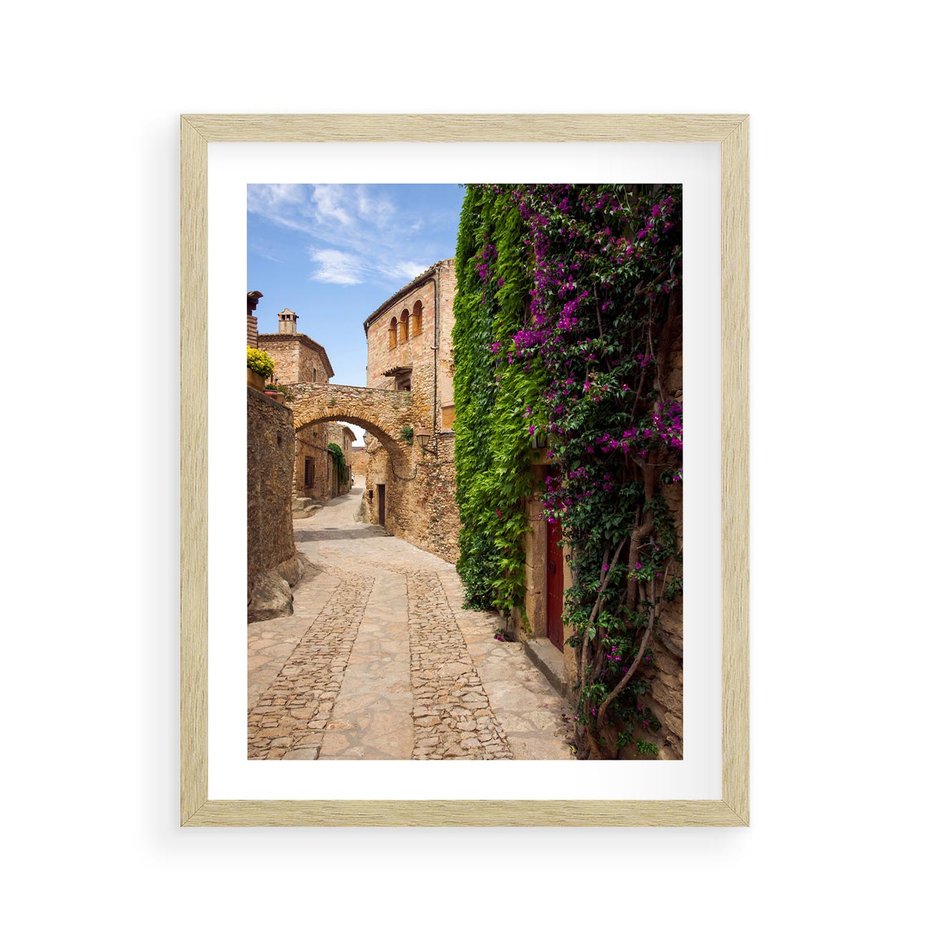 Plakat w ramie 40x50 - Uliczka pełna perspektywy i tajemnicy - uliczka, perspektywa - rama drewno