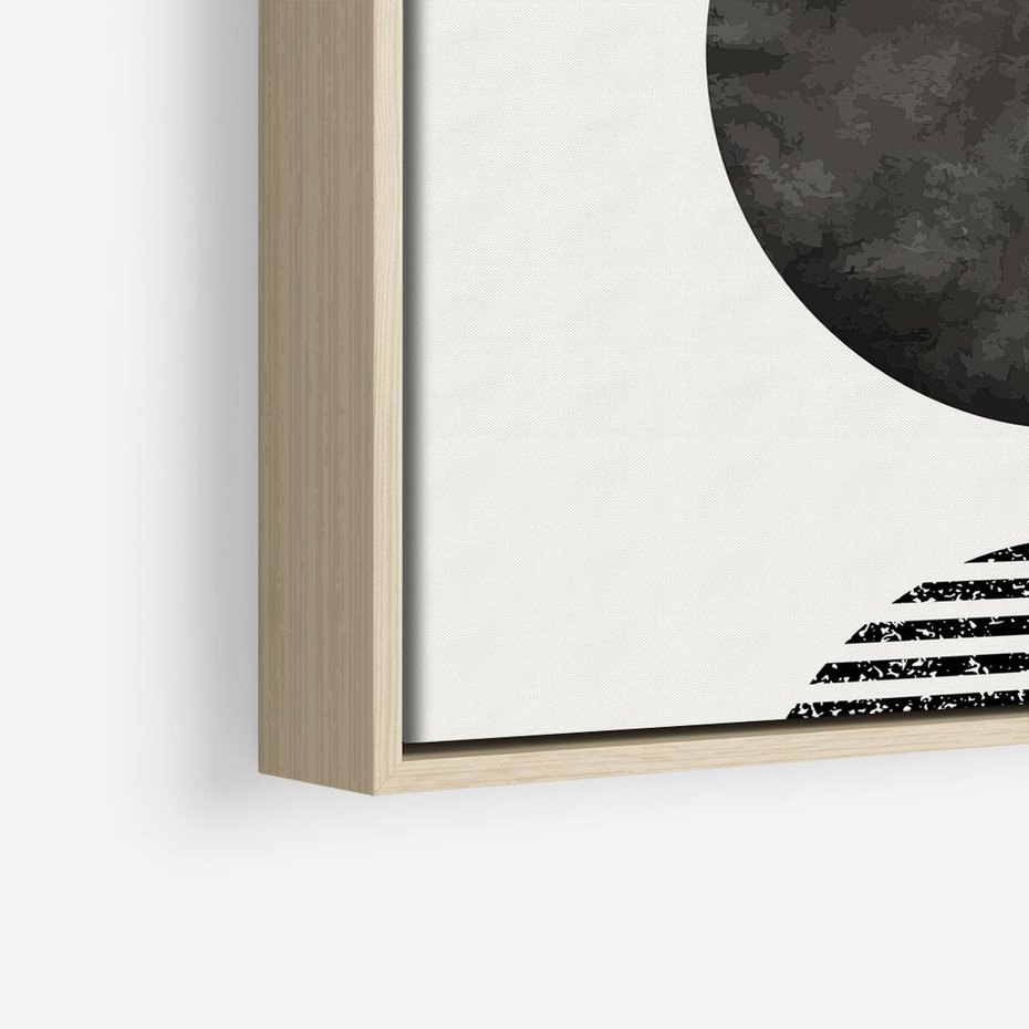 Obraz w ramie 80x80 - Tajemnicza Kompozycja - abstrakcyjne czarno białe formy, minimalizm - rama drewno