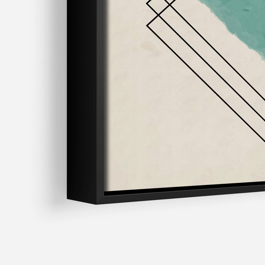 Obraz w ramie 50x70 - Impresje Przestrzeni - akwarelowa plama, geometryczne szkicowane kształty - rama czarna