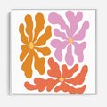 Obraz w ramie 50x50 - Rozbijające Refleksje - abstrakcyjne kolorowe kwiaty, minimlizm - rama biała