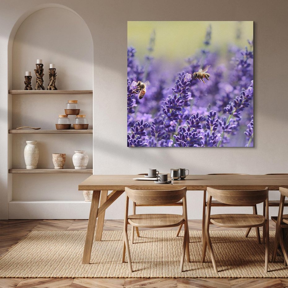 Obraz na płótnie 40x40 - Magia lawendy delikatne kwiaty - lawenda, kwiat