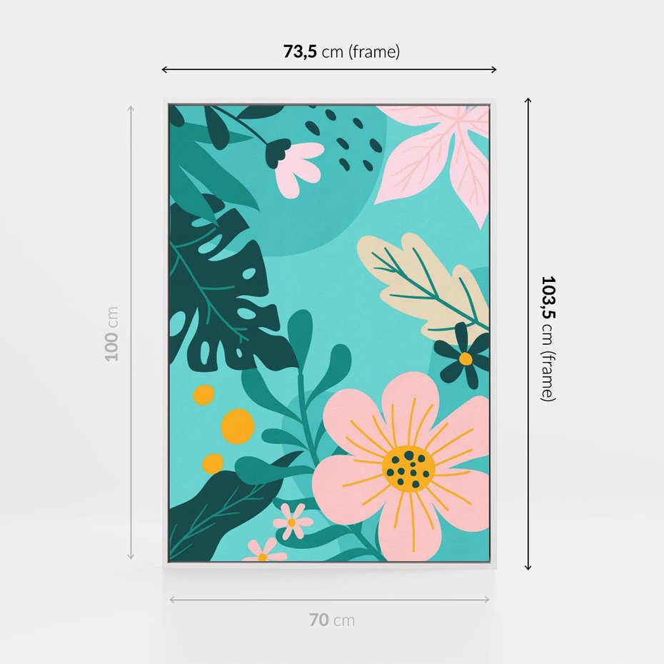 Obraz w ramie 70x100 - Kwiatowy Impuls - pastelowa kompozycja, kwiaty - rama biała