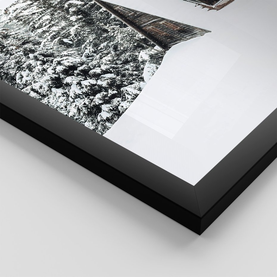 Zestaw obrazy w ramie 50x70 galeria - Górski, pejzaż, śnieg, zima - rama czarna