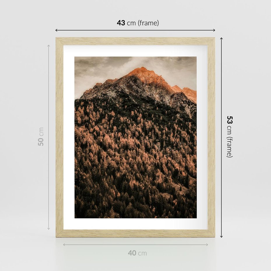 Plakat w ramie 40x50 - Jesienna Godzina w Górach - góry, las w górach - rama drewno