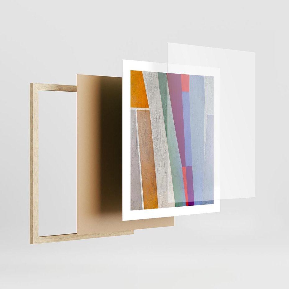 Plakat w ramie 40x50 - Księga Ukrytych Odbić - abstrakcyjne dziwne kształty, olejny obraz - rama drewno