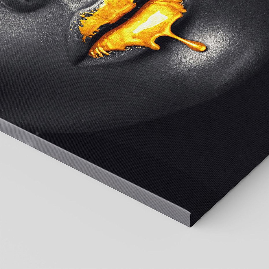 Obraz na płótnie 50x50 - Złote Usta Kobiety - złote, usta